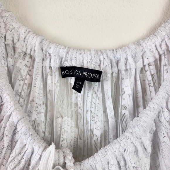 Boston Proper Lace Embellished White Top Size Small NWOT boho Summer Vacation - Picture 4 of 9
